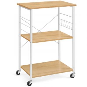 Étagère de cuisine desserte chariot de service à 3 niveaux oour four à micro-ondes mini four grille-pain cadre métallique avec 6 crochets style