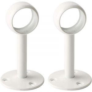 Support Tringle Rideau Plafond en Acier Inoxydable, Support Tringle Penderie pour Tube de rond Ø 25 mm, Blanc Brillant 2 Pcs