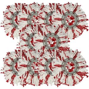 Vhbw - 10x Serpillères compatible avec Leifheit Clean Twist Mop Ergo, Combi Mop balai nettoyant - Tête de rechange, microfibre, rouge / blanc
