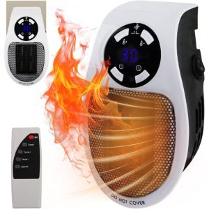 Chauffage Enfichable 500W, Mini Chauffe-Air &Eacute;lectrique Socket, Chauffage D'espace Mural avec T&eacute;l&eacute;commande, Radiateur &Eacute;lectrique Soufflant 500W,