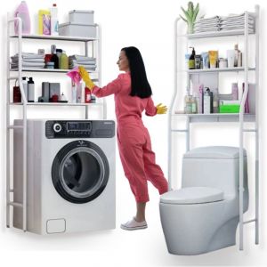 &Eacute;tag&egrave;re au-dessus des toilettes, machine &agrave; laver, meuble de toilette, armoire de salle de bain en m&eacute;tal