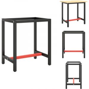 Vidaxl - Cadre de banc de travail Noir et rouge mat 70x50x79 cm Métal - Cadre De Table - Pied De Table - Structure De Table - Banc De Travail - Établi