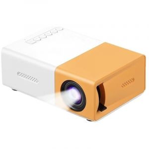 Mini Projecteur, Mini Projecteur Portable 1080P Full HD Supporté, Videoprojecteur avec Télécommande, Compatible avec HDMI/Audio/Tablette/PC/USB，Jaune