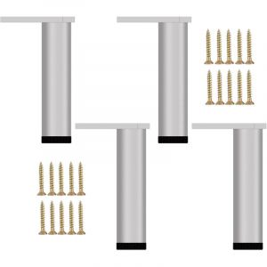 Lot de 4 pieds de meubles en m&eacute;tal argent&eacute;, pieds de canap&eacute; modernes, pieds de remplacement pour table basse, meuble TV, meuble de salle de bain et