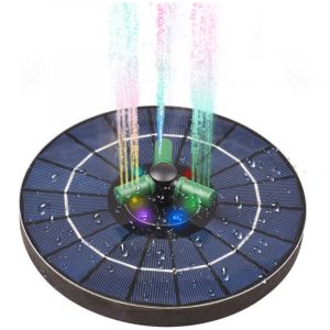 Pompe de fontaine solaire color&eacute;e 4W, avec buse rotative 360&deg; Lumi&egrave;res LED RGB Pompe &agrave; eau solaire avec arr&ecirc;t automatique Fontaine ronde pour bain