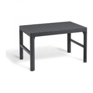 By keter - Salon de jardin SanRemo Lyon 6 places - table basse 2 positions - imitation rotin tresse - gris graphite - Allibert