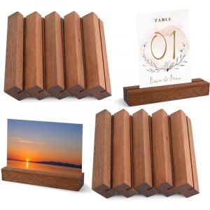 Lot de 10 porte-cartes en bois, support en ébène servant de porte-cartes de table, porte-menus, porte-photos, porte-cartes postales, porte-étiquettes