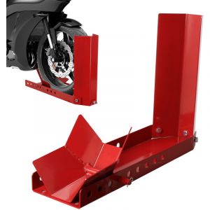 Einfeben - Béquille d'atelier de moto 9 trous arrière lève moto arrière sur roulettes Moto Roue avant bascule Chock Support de montage Rouge