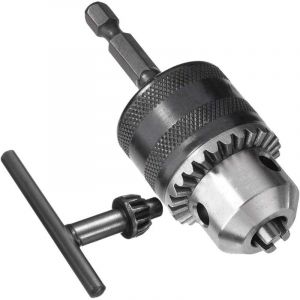 NOLUXA 1,5-13mm 6.35mm Hex Tige Adaptateur de Mandrin de Perceuse &agrave; Changement Rapide, Convertisseur Mandrin de Forage 1/2-20UNF avec Cl&eacute; de Mandrin