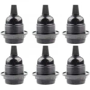 6pcs Douille E27 Noir,Douille E27 a Visser en Plastique,Abat-jour Bague Connecteur Adaptateur Base,Support de Lampe de Rechange,pour Lampe de