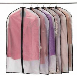 Lot de 6 housses de protection semi-transparentes, anti-poussière, anti-mites et à fermeture éclair pour chemises, robes et manteaux, 60 x 100 cm