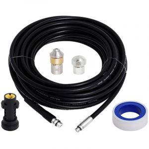 Kit de nettoyage de tuyau d'&eacute;vacuation pour nettoyeur haute pression avec adaptateur, d&eacute;boucheur de tube flexible, buse rotative pour nettoyeurs