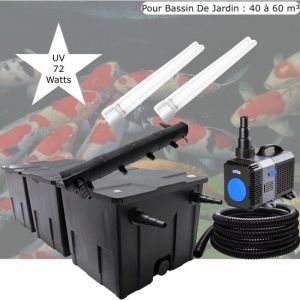 Le Poisson Qui Jardine - Kit de Filtration, uv 72 w, + 2 ampoules uv de rechange Pompe bassin et Filtre Pour Bassin De Jardin : 40 à 60 m³