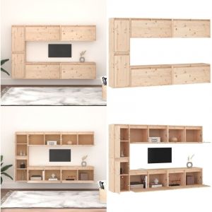 Vidaxl - Meubles tv 6 pcs Bois massif de pin - Meuble Tv - Meuble Suspendu - Rangement Mural - Bibliothèque Murale - Décoration Murale - Home & Living