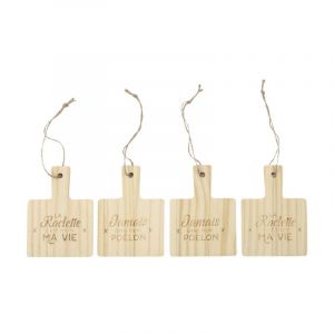 Paris Prix - Lot de 4 Supports à Poêlon 'Raclette' 13cm Naturel