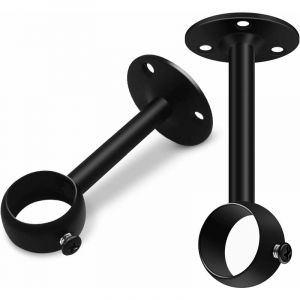 Lot De 2 Supports De Tringle à Rideau De Plafond, 25 Mm, Noir En Métal Robuste Pour Tringle à Rideau, Support De Tringle De Placard Support De