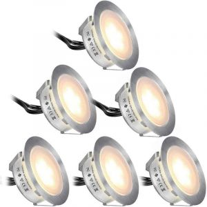 Spot encastrable extérieur sol Lot de 6 Spot led Encastrable Extérieur Blanc Chaud 2800K, IP67 Étanche, DC12V 1,5W Ø55mm Spots à Encastrer Extérieur