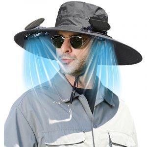 Chapeaux &agrave; ventilateur solaire pour hommes Chapeau &agrave; ventilateur rafra&icirc;chissant pour l'&eacute;t&eacute; Chapeau &agrave; large bord aliment&eacute; par &eacute;nergie solaire Chapeau