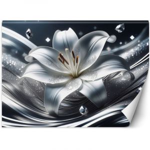 Papier peint Fleur de lys argent&eacute;e 100x70