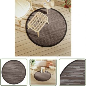 The Living Store - Tapis d'extérieur arakil marron Ø120 cm pp - Tapis Exterieur - Tapis De Jardin - Tapis Rond - Décoration Exterieure - Terrasse