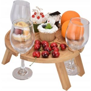 Table Pliable Table De Pique-Nique Pour Collations Fromages Vins Amuse-Bouches En Bois