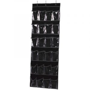 Rangement &agrave; chaussures - 24 Poches - Noir et taupe