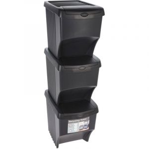 Poubelles empilables par lot de 3 - Recycling Box 3x 22 l - Séparateur de déchets