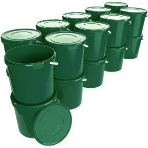 Seau avec couvercle 10 litres en vert - 50 pièces