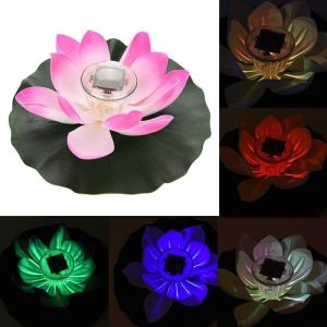 Lampe Solaire Fleur De Lotus, &Eacute;nergie Solaire Imperm&eacute;able Multicolore LED Couleur Changeante Lampe De Fleur De Mousse De Lotus Ext&eacute;rieur Flottant