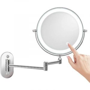 Ymyny - Miroir mural grossissant 10x éclairé de 8 pouces, miroir de maquillage led avec fonction d'arrêt automatique de 0,5 heure, alimenté par 4