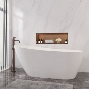 Oc&eacute;an Baignoire &icirc;lot ovale 1700x780x730mm, blanc brillant, en acrylique, avec vidage trop-plein