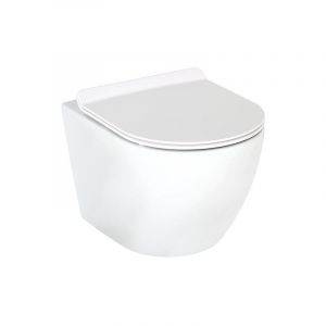 Evenes ® - Pack combiné Arax wc suspendu à fond creux avec Silent Flush 370x370x485mm + Abattant wc blanc brillant