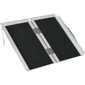 Rampe de fauteuil roulant rampe de chargement rampe d'accès antidérapante pliable avec bordures de sécurité max. 270 Kg alu. noir