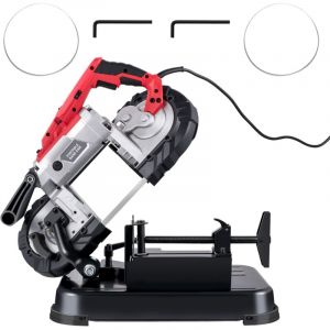 Mophorn - Scie à ruban portative sans fil avec capacité de coupe de 5 pouces et base amovible en acier allié - Vitesse variable, moteur 10A, scie à