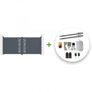 Portail battant électrique SUNNY 350x160cm gris + Motorisation TANKER B250