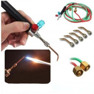 Micro micro gaz petite torche torche torche bouteille d'oxyg&egrave;ne, torche avec 5 embouts pour tuyaux - bijoux commercial ac&eacute;tyl&egrave;ne