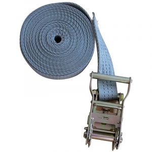 Sangle d'arrimage polyester &agrave; cliquet 1 crochet coloris gris largeur 35 mm longueur 7 m - NORDITEC LECUYER