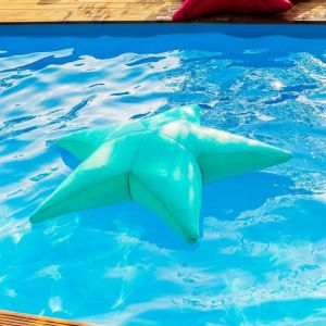 Livedeco - Pouf Piscine, Étoile de Mer Bleu Turquoise, Flottant pool BiG52