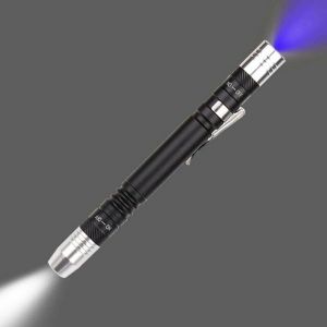 Jalleria - Lampe de poche Ultra Violet pour lampe de test de torche Ultra Violet blanche 395nm Mini lampe de poche uv 2 en 1 led uv Blacklight 2