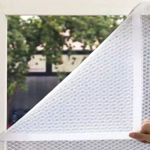 Film à bulles, isolation de fenêtre translucide, rideaux résistants aux intempéries avec ruban adhésif (50 x 120 cm)