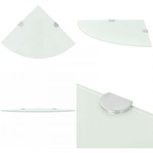 Vidaxl - tagère de coin avec supports chromés Verre Blanc 25 x 25 cm - Étagère Murale - Étagère D'angle - Rangement Mural - Décoration Murale