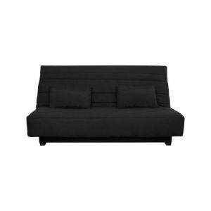 Banquette Clic clac 2 places REVEUR - Tissu noir - Matelas DUNLOPILLO - Couchage 188x128 cm