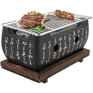 Barbecue charbon japonais,barbecue de table portable avec plaque de base,cendrier,plaque de charbon de bois,filet de barbecue,cuisinire barbecue en