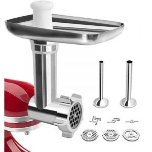 Hachoir &agrave; Viande de kitchenaid accessoires, Hachoir KitchenAid pour Robot P&acirc;tissier, avec 3 Plaques de Broyage et 2 Tubes &agrave; Farcir pour de Hachoir