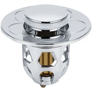 Bonde de baignoire universelle, bonde de lavabo &agrave; poussoir, bonde de baignoire universelle en acier inoxydable, argent&eacute;e, 9 x 6,5 cm