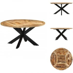 Vidaxl - Table à dîner Ø150x76 cm bois de manguier massif brut - Table à Manger - Table Ronde - Table En Bois - Bois De Manguier - Design Vintage