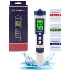 Sonde pH piscine, salinomètre pour eau de piscine, 5 en 1 TDS/EC/sel mètre/thermomètre/testeur de qualité de l'eau ph, moniteur numérique de qualité