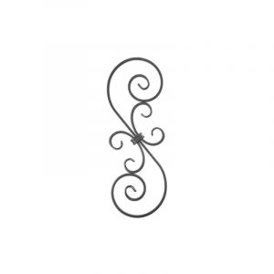 Double volute d&eacute;corative - Hauteur 380mm largeur 135 mm section en fer plat lisse de 12x6mm - Fer forg&eacute; - &Agrave; souder - DECO FER FORGE