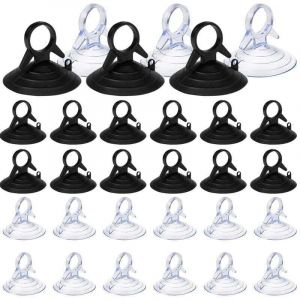 60 Pi&egrave;ces Ventouse pare Soleil, 45mm Ventouse Sans Crochets Ventouse, PVC Ventouses Mini Ventouse Transparente et Noire Ventouse, Ventouse pour Vitre