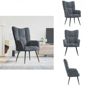 Chaise de relaxation Gris foncé Velours - Fauteuil Relaxant - Chaise Lounge - Chaise Confortable - Mobilier Moderne - Design Chic